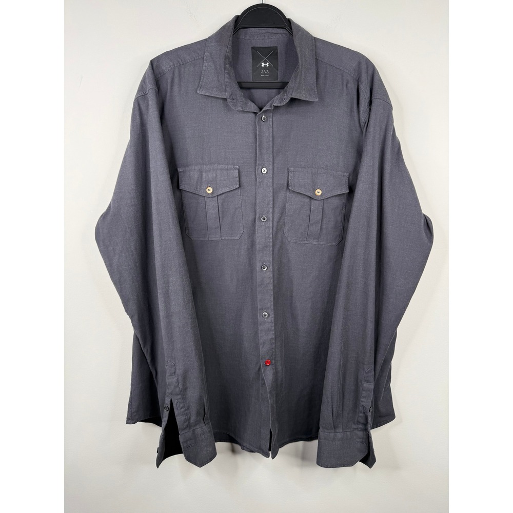 Under Armour Made in Italy Men's 2XL Charcoal Gray Brushed Cotton Utility Shirt